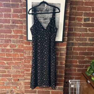 Guess Black Floral Print Midi Dress